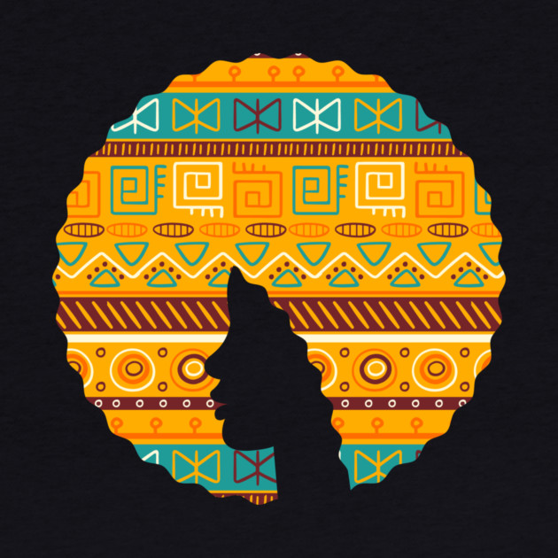 Afro Hair Woman with African Pattern, Black History by logiamerch