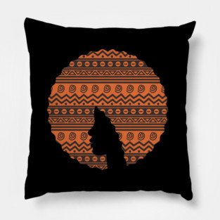 Afro Hair Woman with African Pattern, Black History Pillow