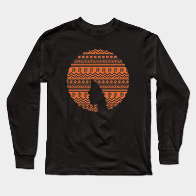 Afro Hair Woman with African Pattern, Black History Long Sleeve T-Shirt by logiamerch