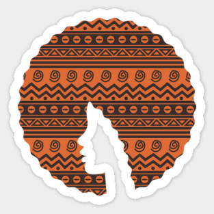 Afro Hair Woman with African Pattern, Black History Sticker