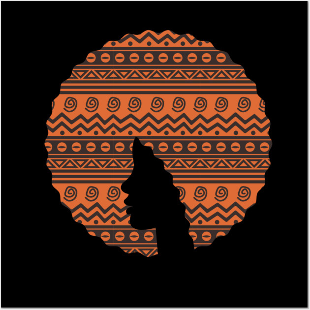 Afro Hair Woman with African Pattern, Black History Wall Art by logiamerch