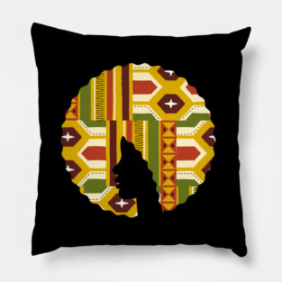 Afro Hair Woman with African Pattern, Black History Pillow