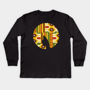 Afro Hair Woman with African Pattern, Black History Kids Long Sleeve T-Shirt