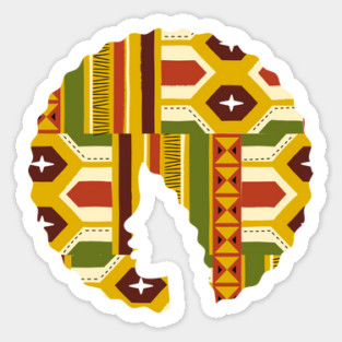 Afro Hair Woman with African Pattern, Black History Sticker
