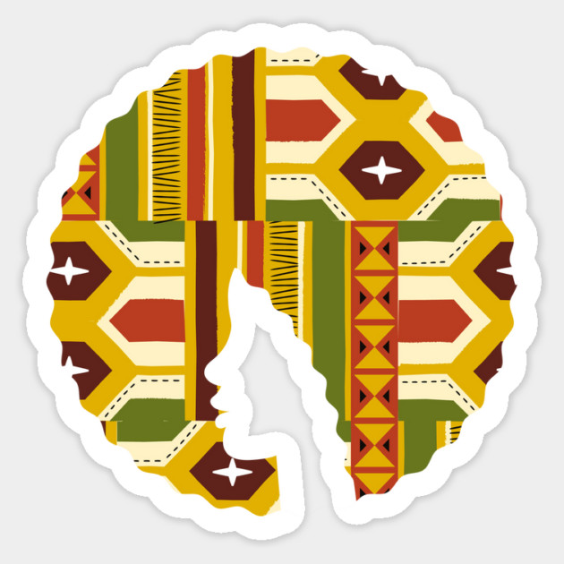 Afro Hair Woman with African Pattern, Black History Sticker by logiamerch