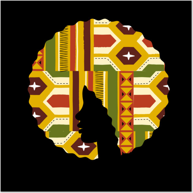Afro Hair Woman with African Pattern, Black History Wall Art by logiamerch