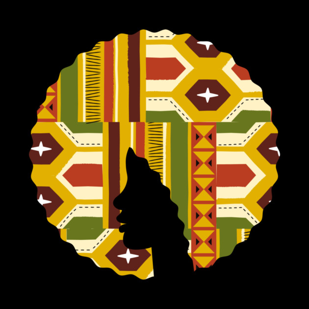 Afro Hair Woman with African Pattern, Black History by logiamerch