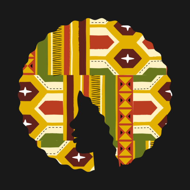 Afro Hair Woman with African Pattern, Black History by logiamerch