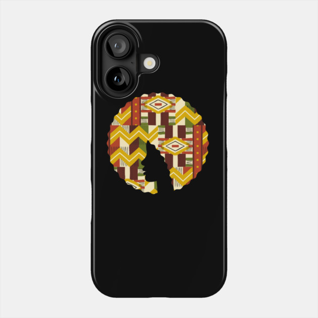 Afro Hair Woman with African Pattern, Black History Phone Case by logiamerch