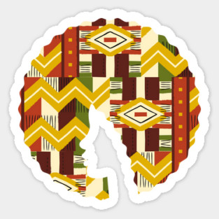Afro Hair Woman with African Pattern, Black History Sticker