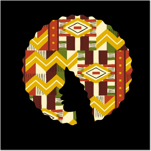 Afro Hair Woman with African Pattern, Black History Wall Art by logiamerch