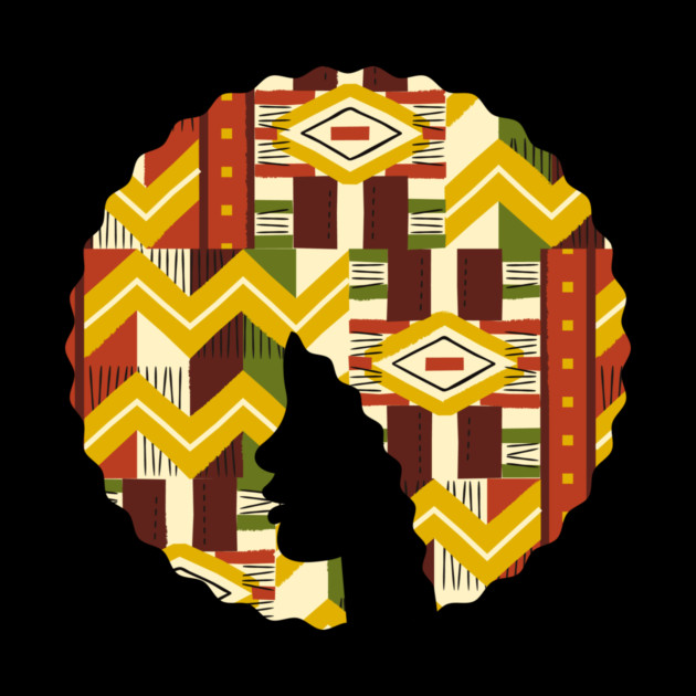 Afro Hair Woman with African Pattern, Black History by logiamerch