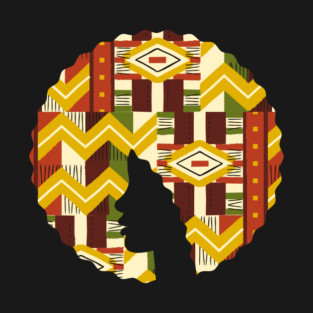 Afro Hair Woman with African Pattern, Black History T-Shirt