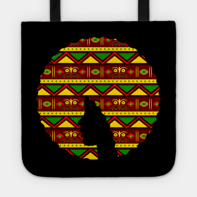 Afro Hair Woman with African Pattern, Black History Tote by logiamerch