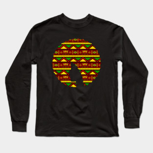 Afro Hair Woman with African Pattern, Black History Long Sleeve T-Shirt