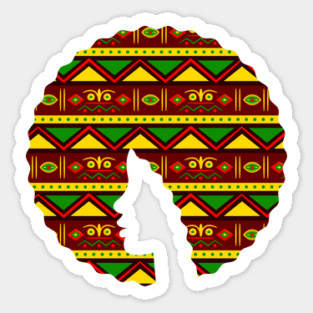 Afro Hair Woman with African Pattern, Black History Sticker