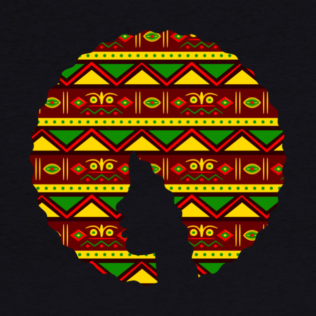 Afro Hair Woman with African Pattern, Black History by logiamerch