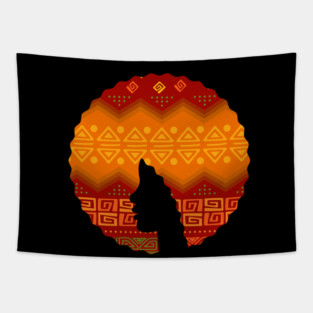 Afro Hair Woman with African Pattern, Black History Tapestry