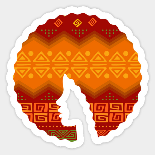 Afro Hair Woman with African Pattern, Black History Sticker by logiamerch