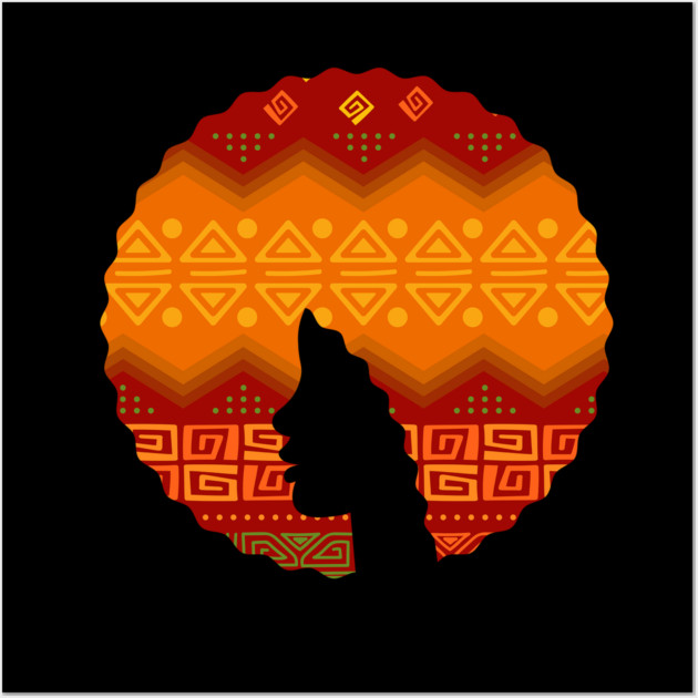 Afro Hair Woman with African Pattern, Black History Wall Art by logiamerch