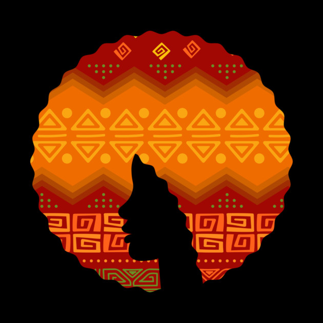 Afro Hair Woman with African Pattern, Black History by logiamerch