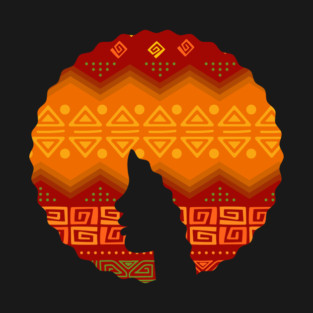 Afro Hair Woman with African Pattern, Black History T-Shirt