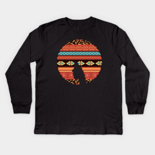 Afro Hair Woman with African Pattern, Black History Kids Long Sleeve T-Shirt