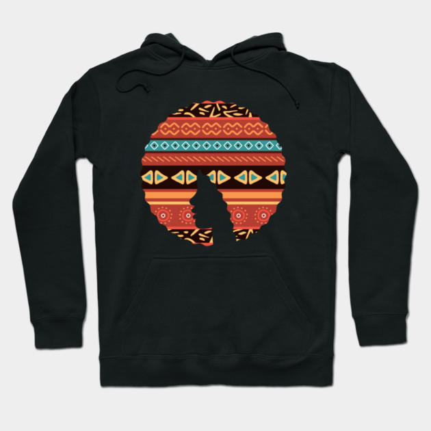 Afro Hair Woman with African Pattern, Black History Hoodie by logiamerch