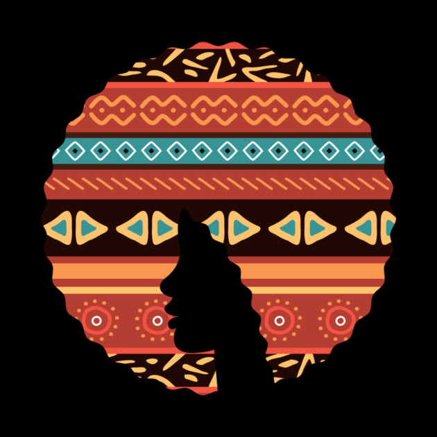 Afro Hair Woman with African Pattern, Black History by logiamerch