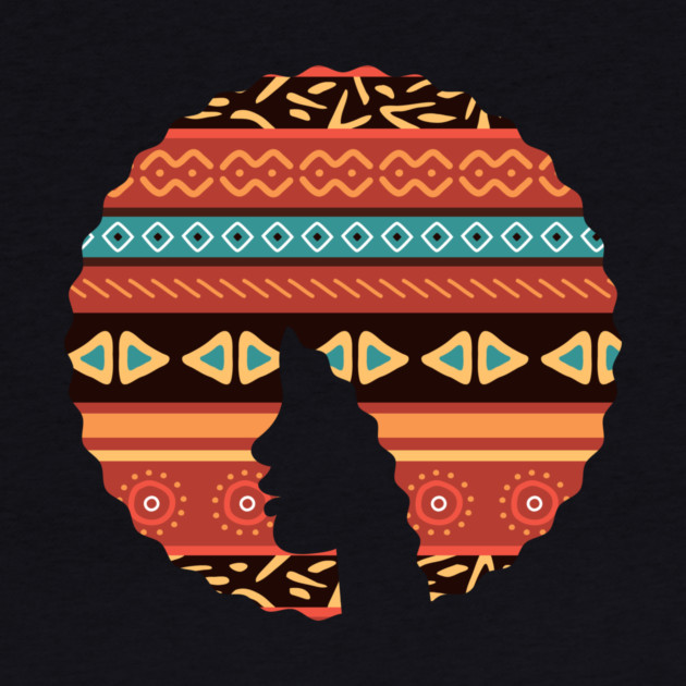 Afro Hair Woman with African Pattern, Black History by logiamerch