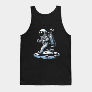 Golf Novelty Funny Astronaut Golfing Funny Golf Tank Top