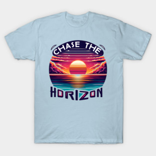 Chase the Horizon – Retro Sunset Motivational Artwork T-Shirt