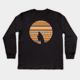 Afro Hair Woman with African Pattern, Black History Kids Long Sleeve T-Shirt