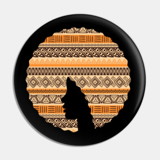 Afro Hair Woman with African Pattern, Black History Pin