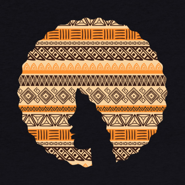Afro Hair Woman with African Pattern, Black History by logiamerch