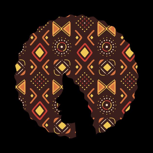 Afro Hair Woman with African Pattern, Black History by logiamerch