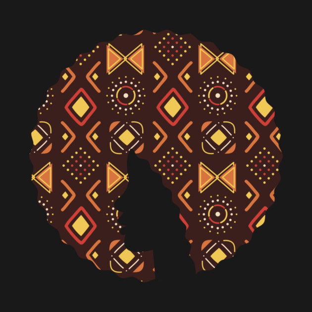 Afro Hair Woman with African Pattern, Black History by logiamerch
