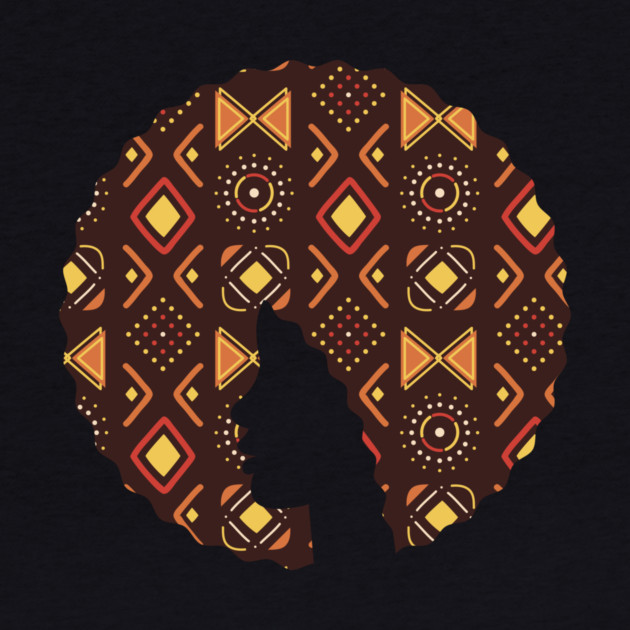Afro Hair Woman with African Pattern, Black History by logiamerch