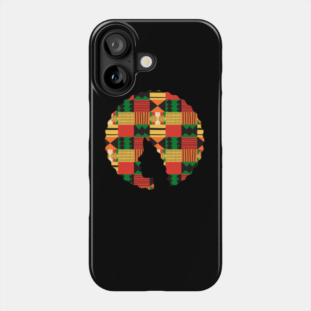 Afro Hair Woman with African Pattern, Black History Phone Case by logiamerch