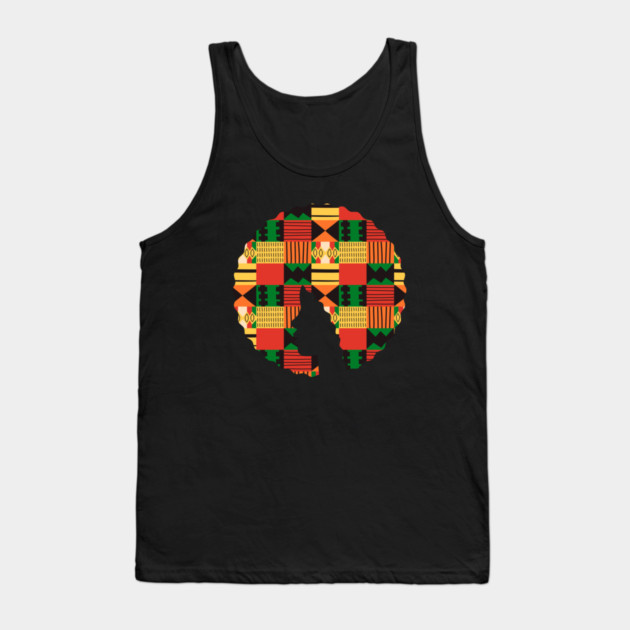Afro Hair Woman with African Pattern, Black History Tank Top by logiamerch