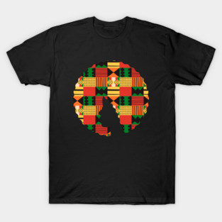Afro Hair Woman with African Pattern, Black History T-Shirt