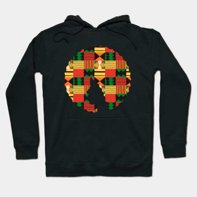 Afro Hair Woman with African Pattern, Black History Hoodie by logiamerch