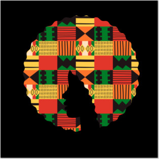 Afro Hair Woman with African Pattern, Black History Posters and Art