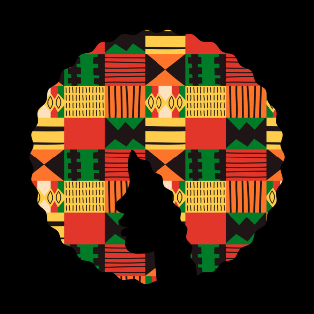 Afro Hair Woman with African Pattern, Black History by logiamerch