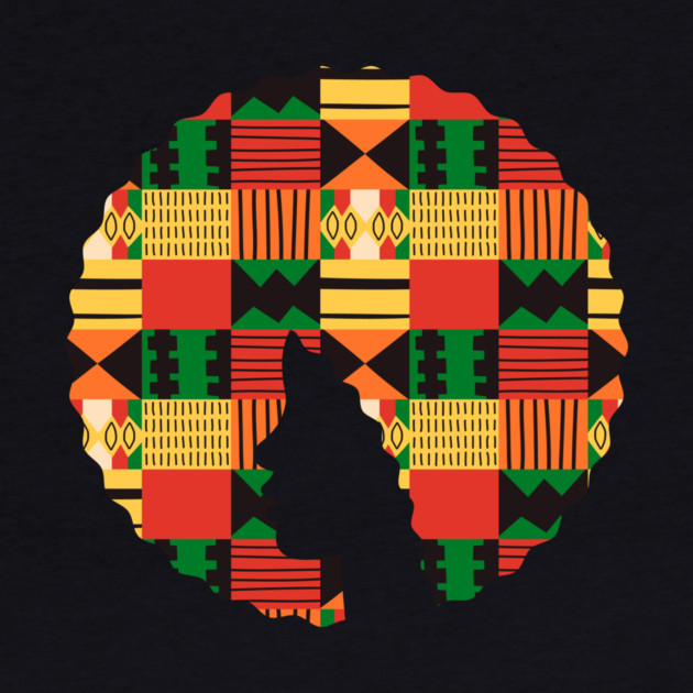 Afro Hair Woman with African Pattern, Black History by logiamerch