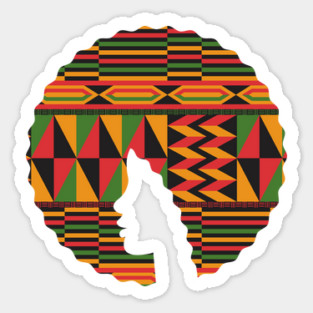 Afro Hair Woman with African Pattern, Black History Sticker