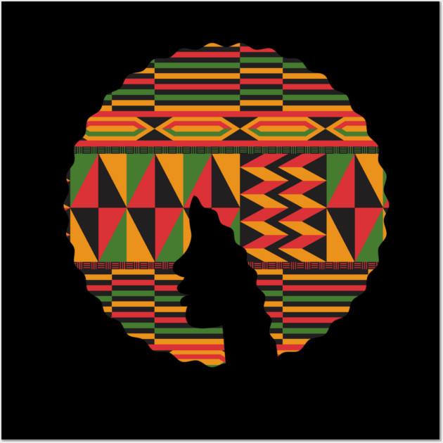 Afro Hair Woman with African Pattern, Black History Wall Art by logiamerch