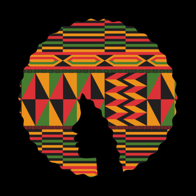 Afro Hair Woman with African Pattern, Black History by logiamerch