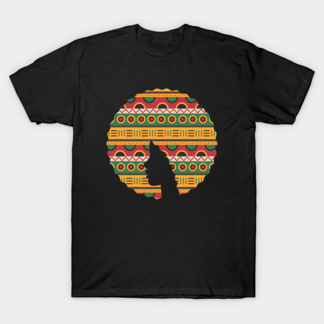 Afro Hair Woman with African Pattern, Black History T-Shirt by logiamerch