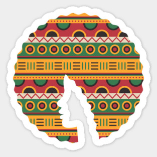 Afro Hair Woman with African Pattern, Black History Sticker